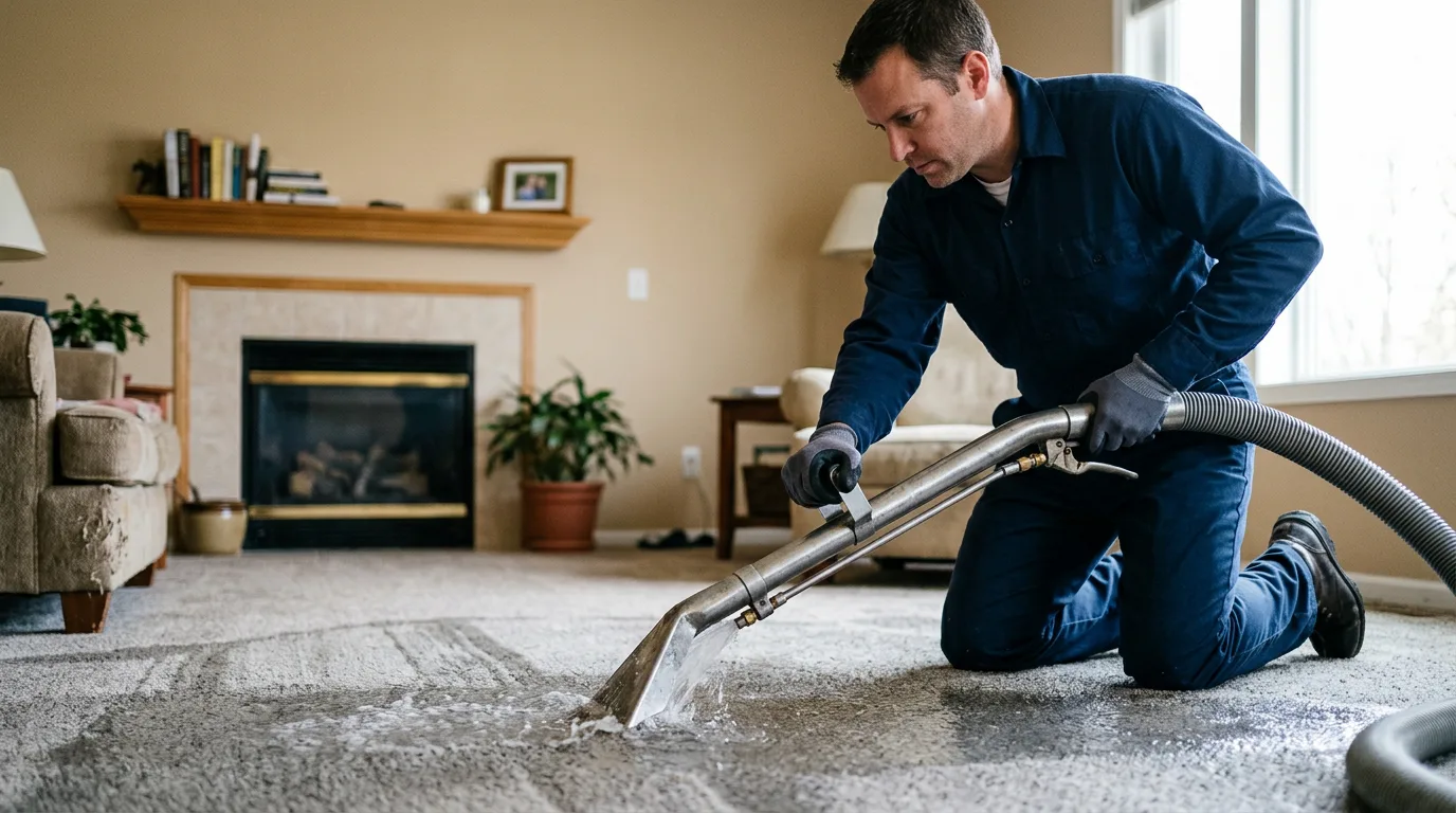 Water damage restoration technician working near Oberlin, LA